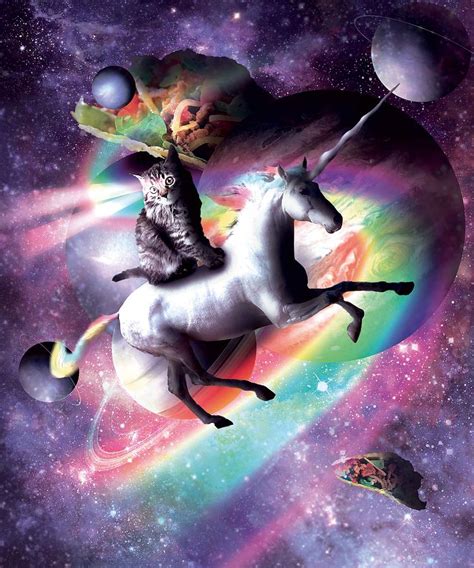 cat in space t shirt|cat riding unicorn in space.